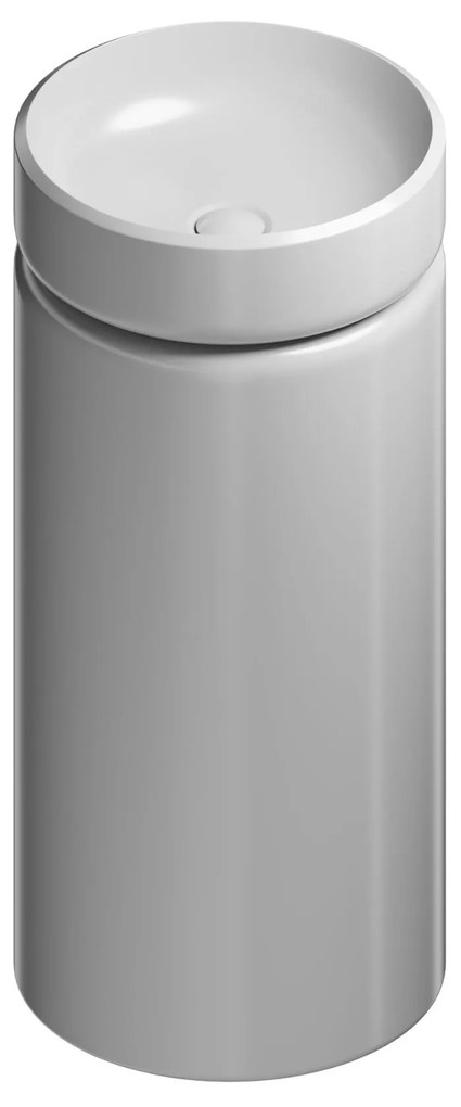 Umywalka z konglomeratu wolnostojąca okrągła szara błyszcząca 85 x 40 cm RONA Grey Glow : Podłączenie syfonu - Do ściany