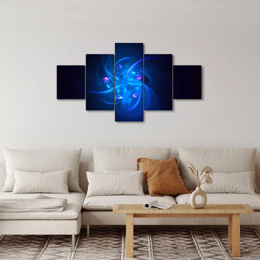 Nowoczesny obraz niebieskiej abstrakcji (125x70 cm)