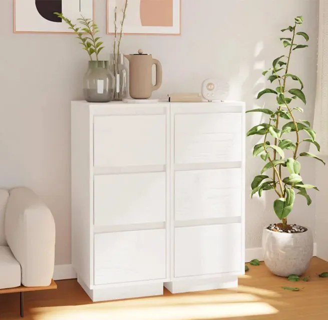 Komplet 2 białych komód z drewna sosnowego P5-L33