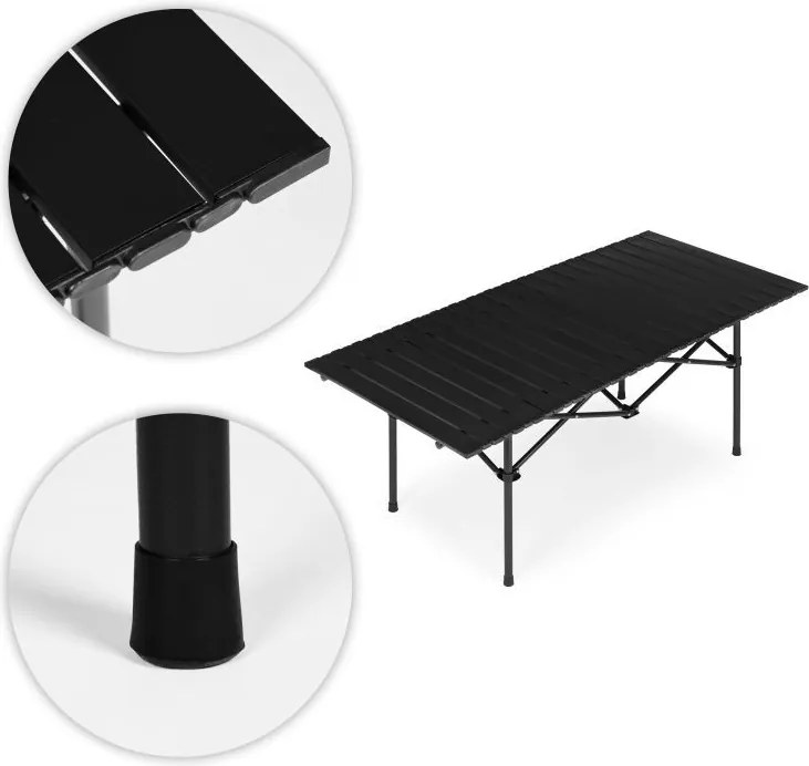 Składany stolik turystyczny Trevio 1201, 119x55,5 cm, czarny