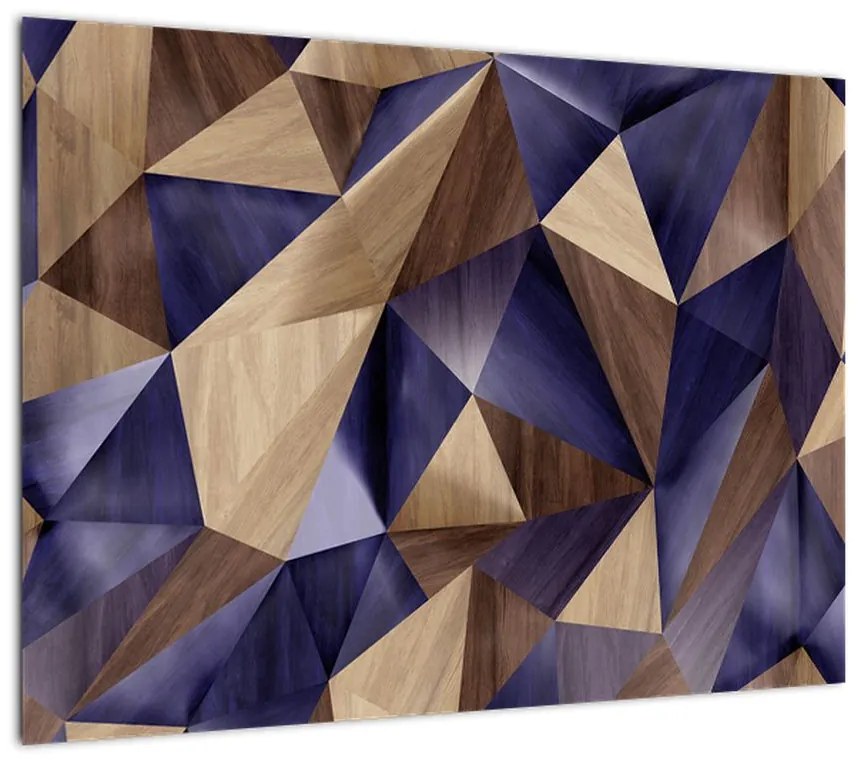 Obraz na szkle - 3D drewniane trójkąty (70x50 cm)