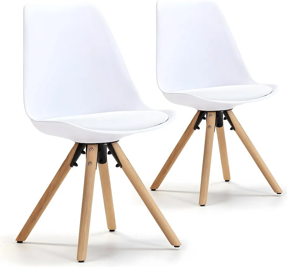 Zestaw 2 krzeseł do jadalni Jeff w stylu skandynawskim, biały, 54 cm x 49 cm x 84 cm.