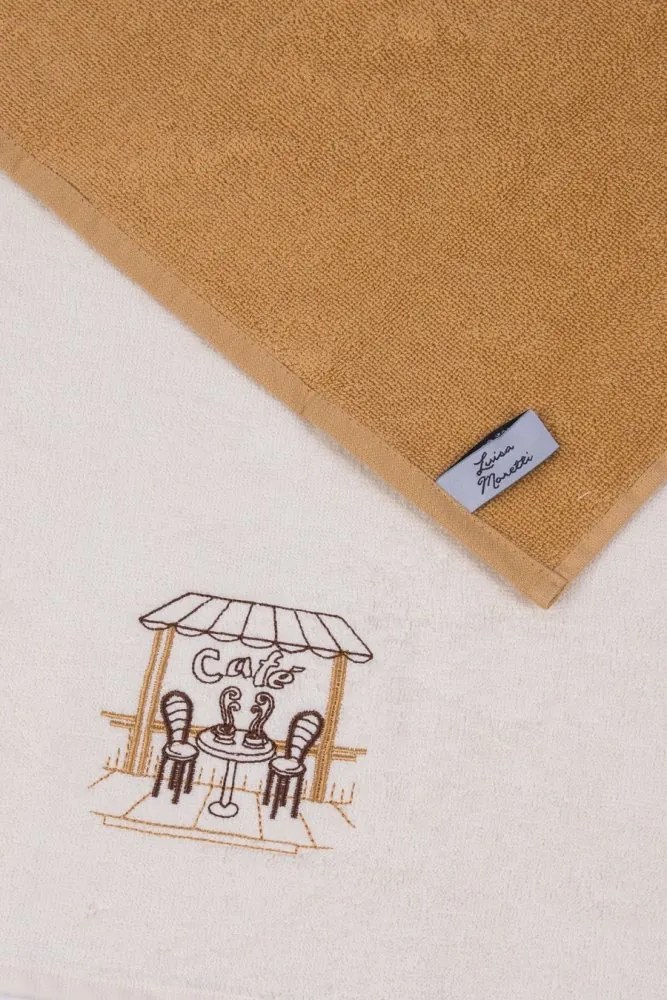 Ręczniki kuchenne CAFE, 2 szt Kremowy / Mustard Zestaw (2szt., 40x60 cm)