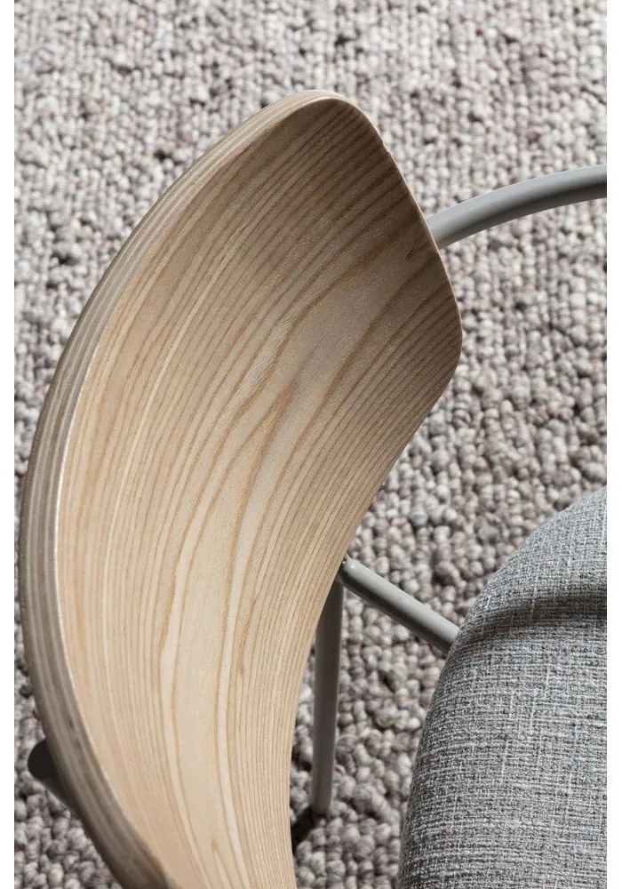 Jasnoszare/w naturalnym kolorze tapicerowane fotele jadalniane zestaw z podłokietnikami Nour – MOME