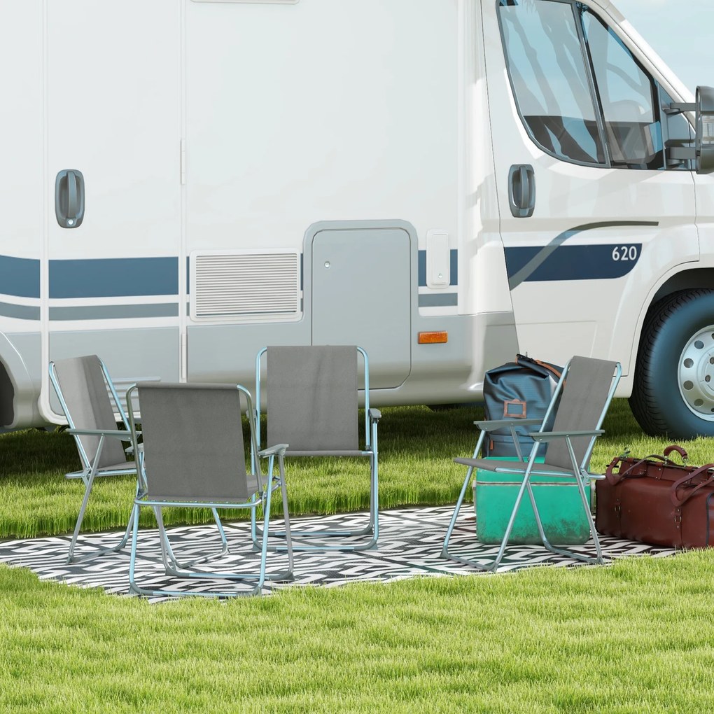 Outsunny Krzesło ogrodowe składane krzesło kempingowe, 53 cm x 54 cm x 76 cm, Szary + Srebrny