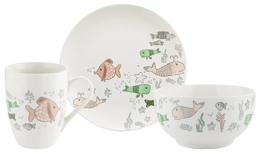 Florina 3-częściowy zestaw porcelany Rybki