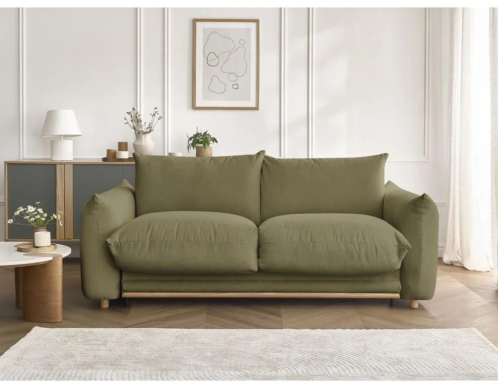 Zielona rozkładana sofa 214 cm Ernest – Bobochic Paris