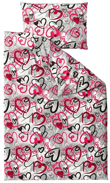 PrzytulneMieszkanie.pl PrzytulneMieszkanie.pl Pościel z mikrofibry STREET LOVE szara Rozmiar pościeli: 2 szt 70 x 90 cm | 200 x 220 cm