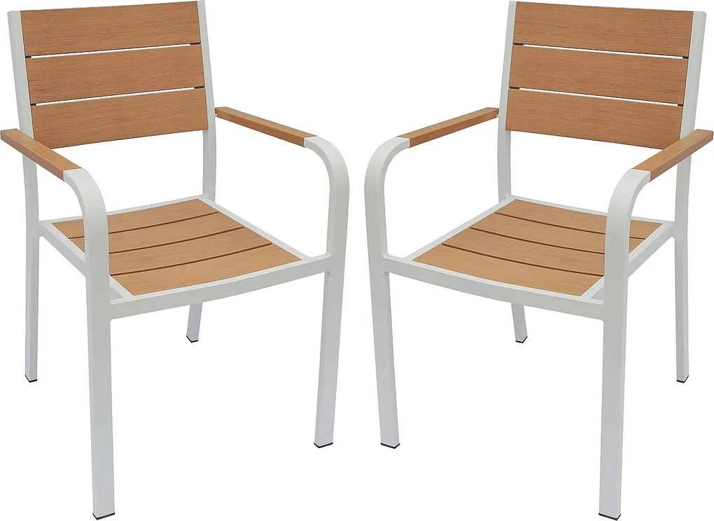 Zestaw 2 aluminiowych, składanych foteli ogrodowych - Jasny naturalny i biały - NYROS od MYLIA