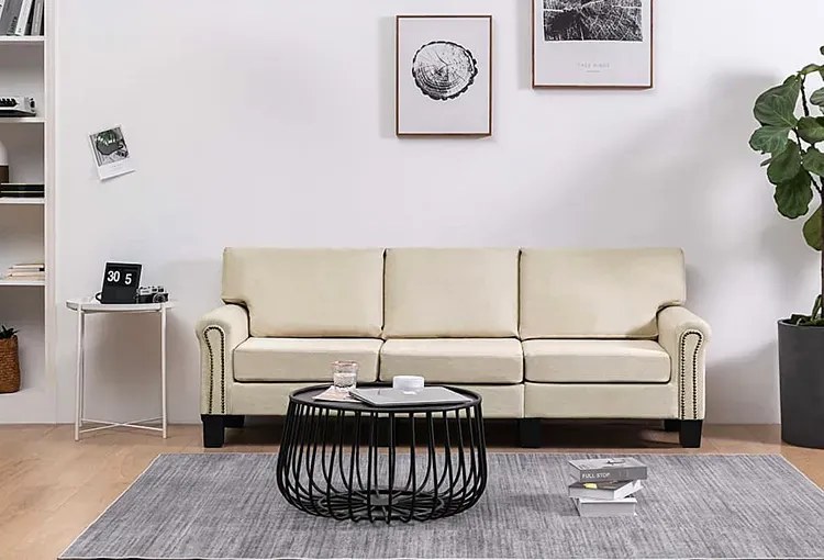 Luksusowa trzyosobowa kremowa sofa - Alaia 3X