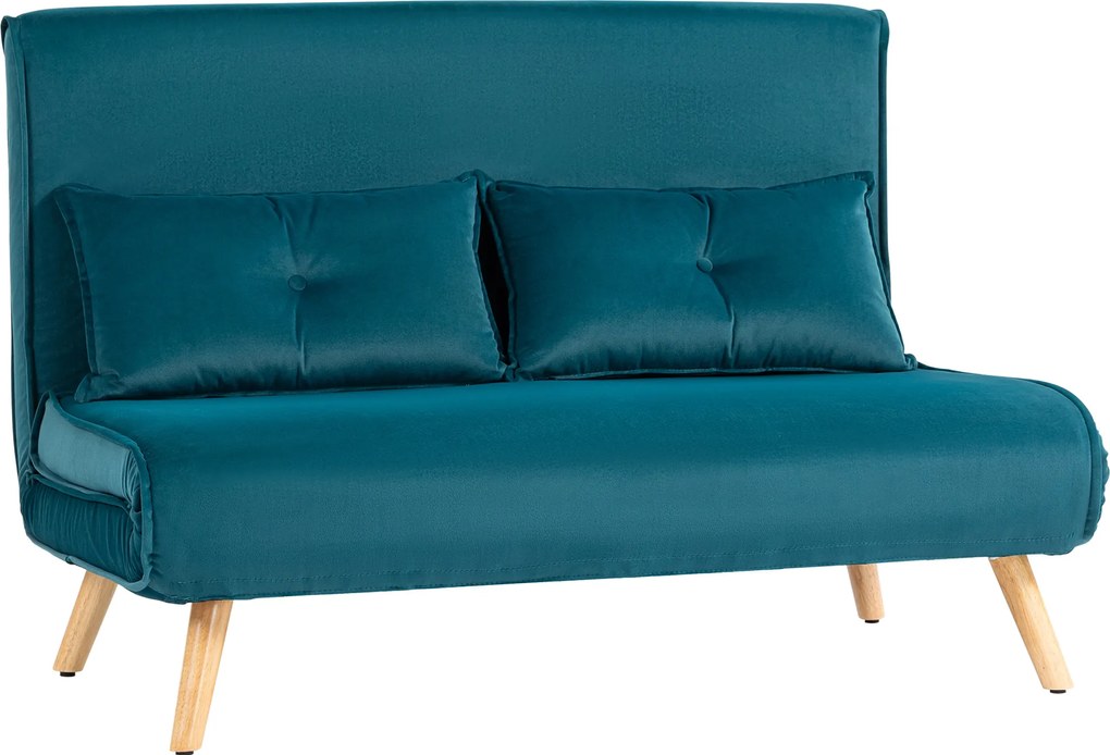 HOMCOM 2-osobowa sofa rozkładana, łóżko sofa, transformowalna kanapa, regulowane oparcie, materiał obiciowy, stalowy stelaż, zielona
