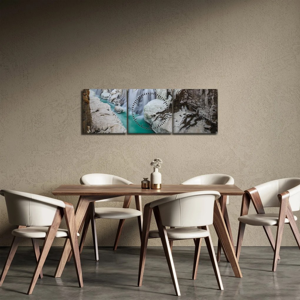 Obraz - Islandzka przyroda (z zegarem) (90x30 cm)