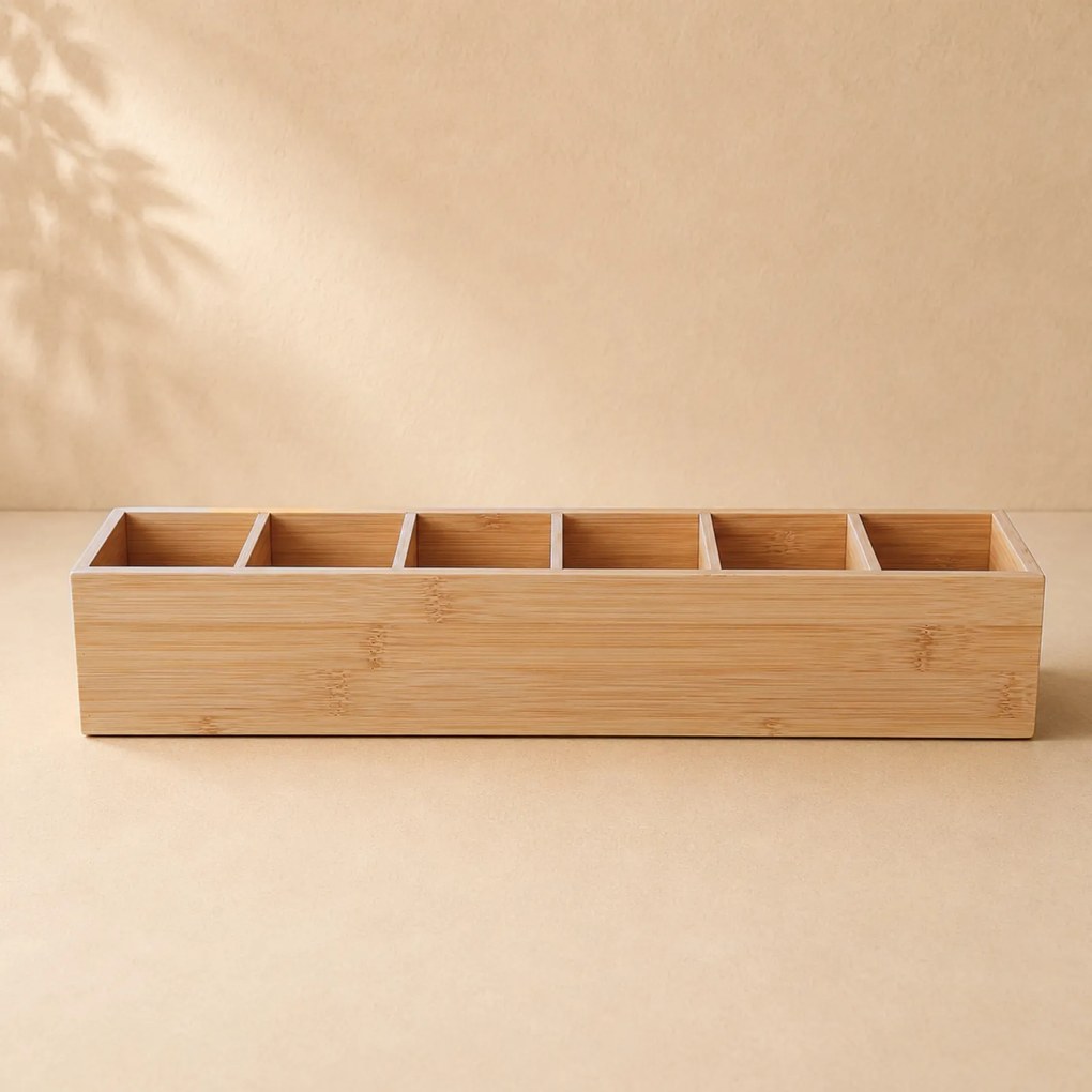 Organizer biurkowy bambusowy, 38 x 8 x 7 cm