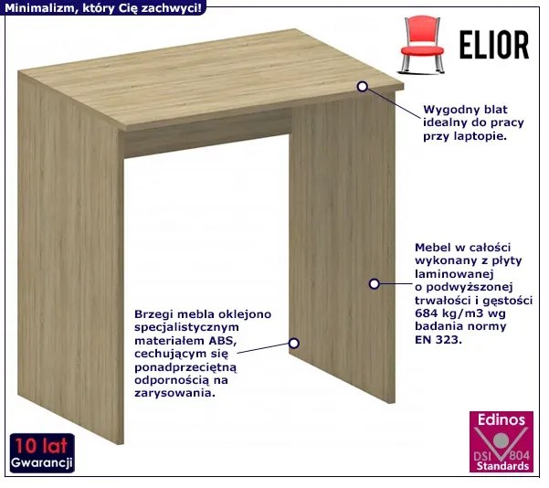 Małe wąskie biurko proste dąb sonoma - Raro