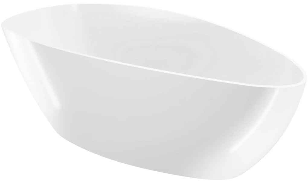 Wanna wolnostojąca MISTE owalna biała z konglomeratu 160 x 70 cm bez przelewu cienki rant | Różne kolory korków : Kolor korka - Biały