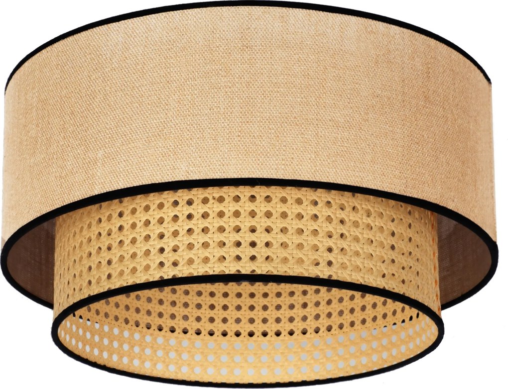 Lampa sufitowa z podwójnym rattanowym abażurem BOHO