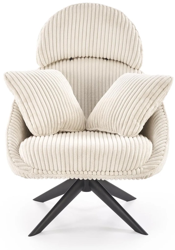 MERRY 2 fotel wypoczynkowy z funkcją obracania, kremowy nowoczesny vintage