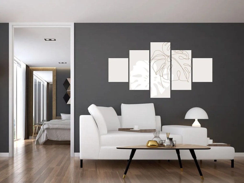 Obraz - Line art monstera N⁰2 (125x70 cm)