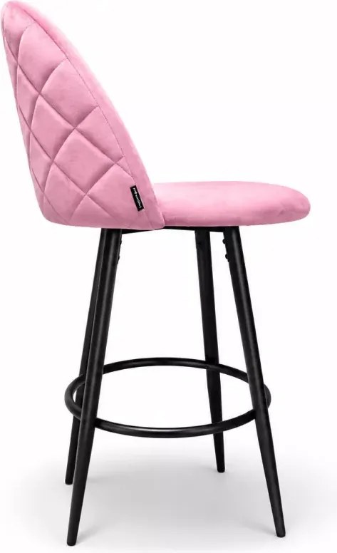 Nowoczesny hoker w stylu glamour z tapicerowanym siedziskiem i metalową podstawą dostępny w 11 kolorach
