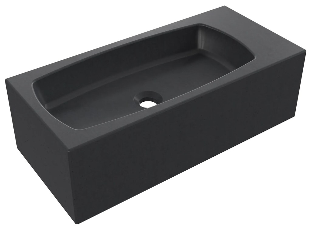 Zestaw umywalka betonowa prostokątna bez otworu na baterię 65 x 30 cm z półką ZALM i konsola
