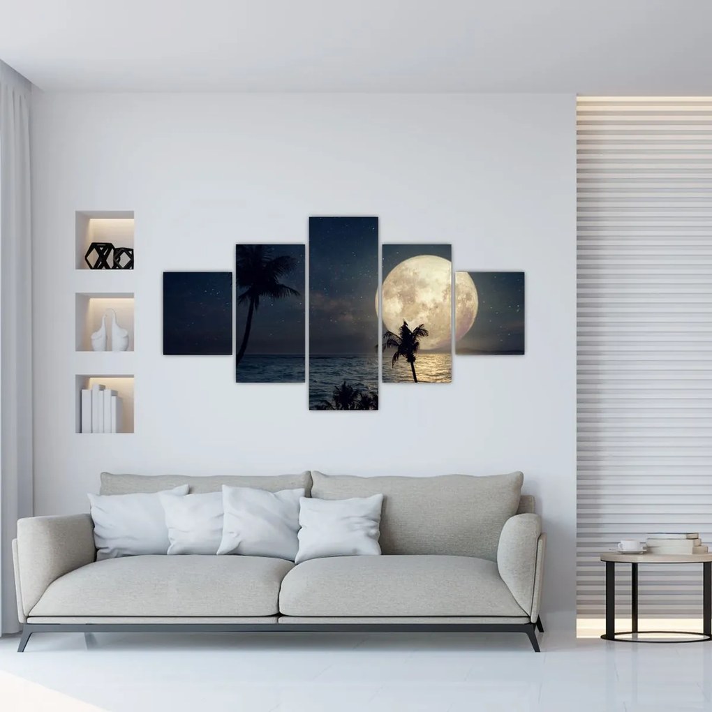 Obraz - Plaża przy pełni księżyca (125x70 cm)