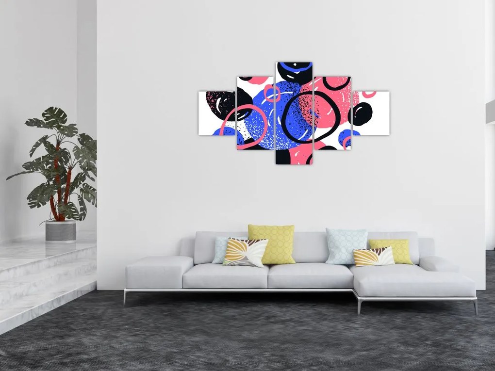 Obraz - Motyw z kółkami w żywych kolorach (125x70 cm)