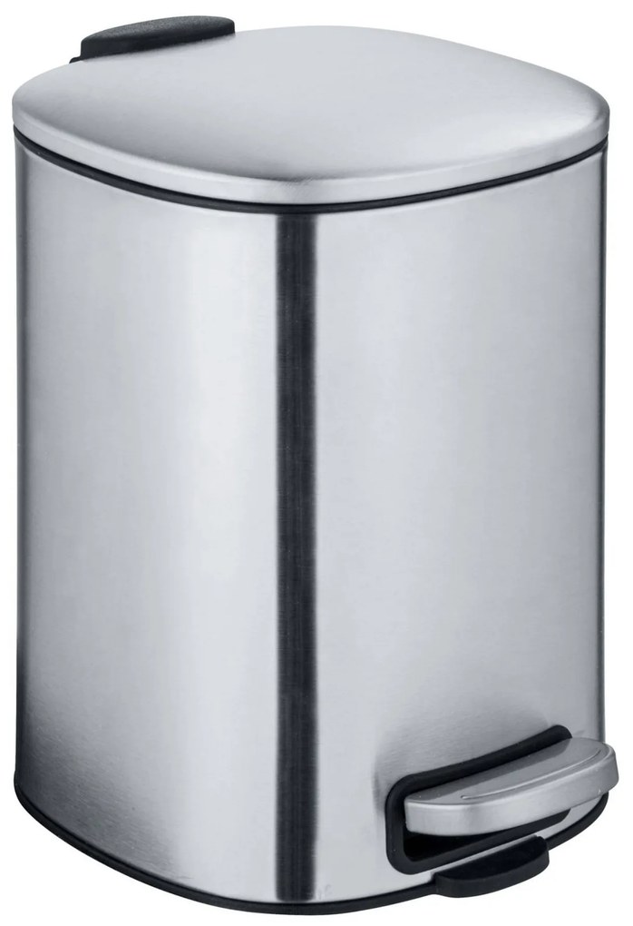 Kosz na śmieci z pedałem ALASSIO z funkcją Easy-Close, matowa stal nierdzewna, 5 L, WENKO