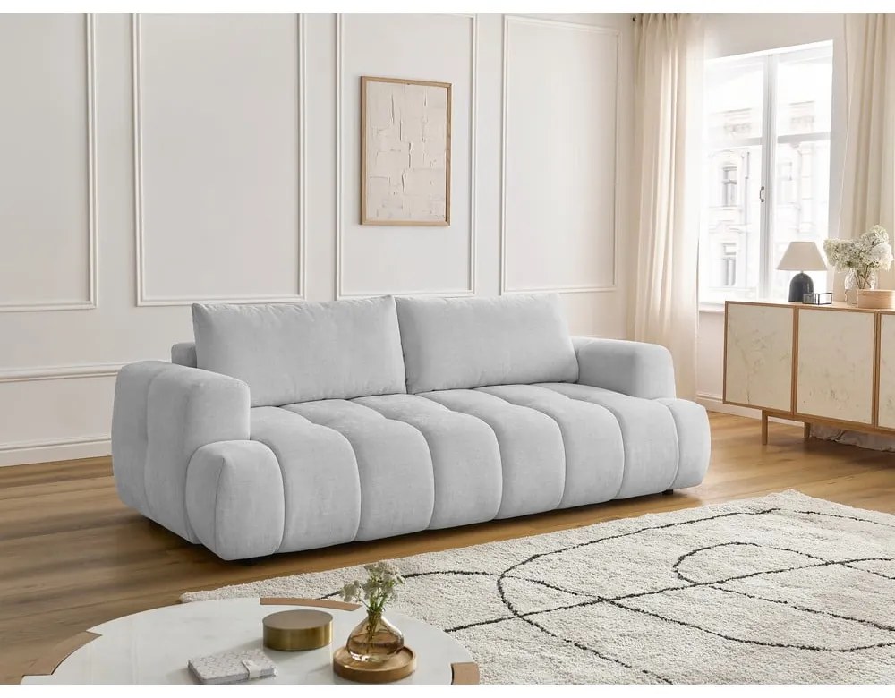 Jasnoszara rozkładana/ze schowkiem sofa 251 cm Fuji – Bobochic Paris