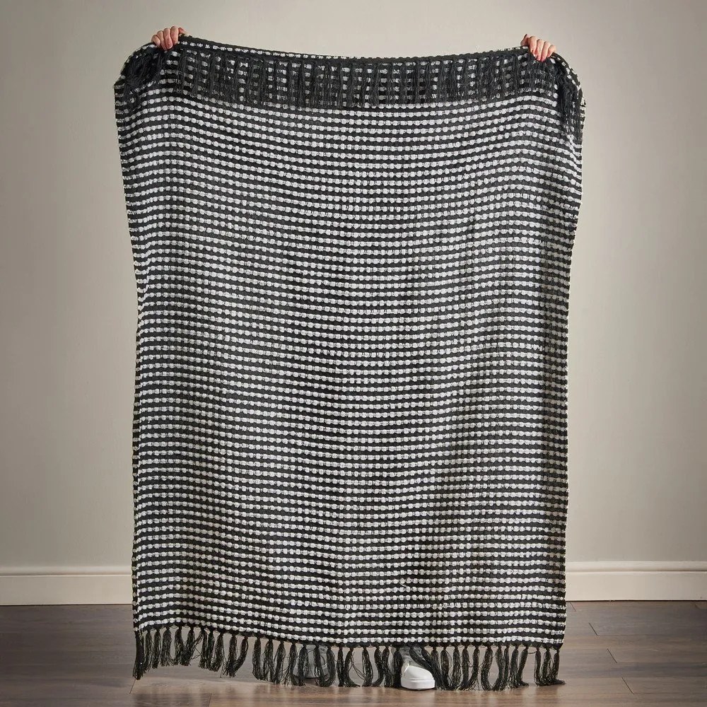 Czarny koc 125x150 cm Stab Stitch – Catherine Lansfield