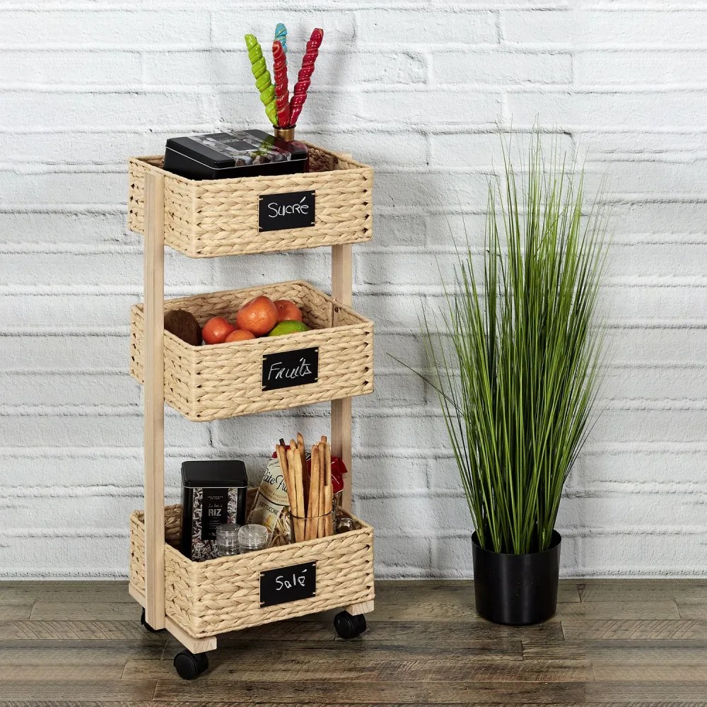 Regał z 3 plecionymi koszykami COOK