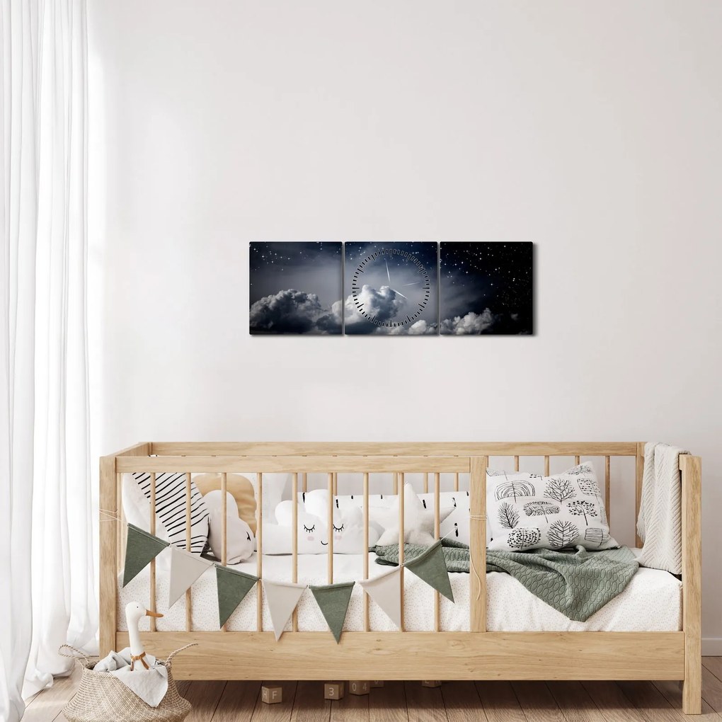Obraz - Gwiaździste niebo (z zegarem) (90x30 cm)