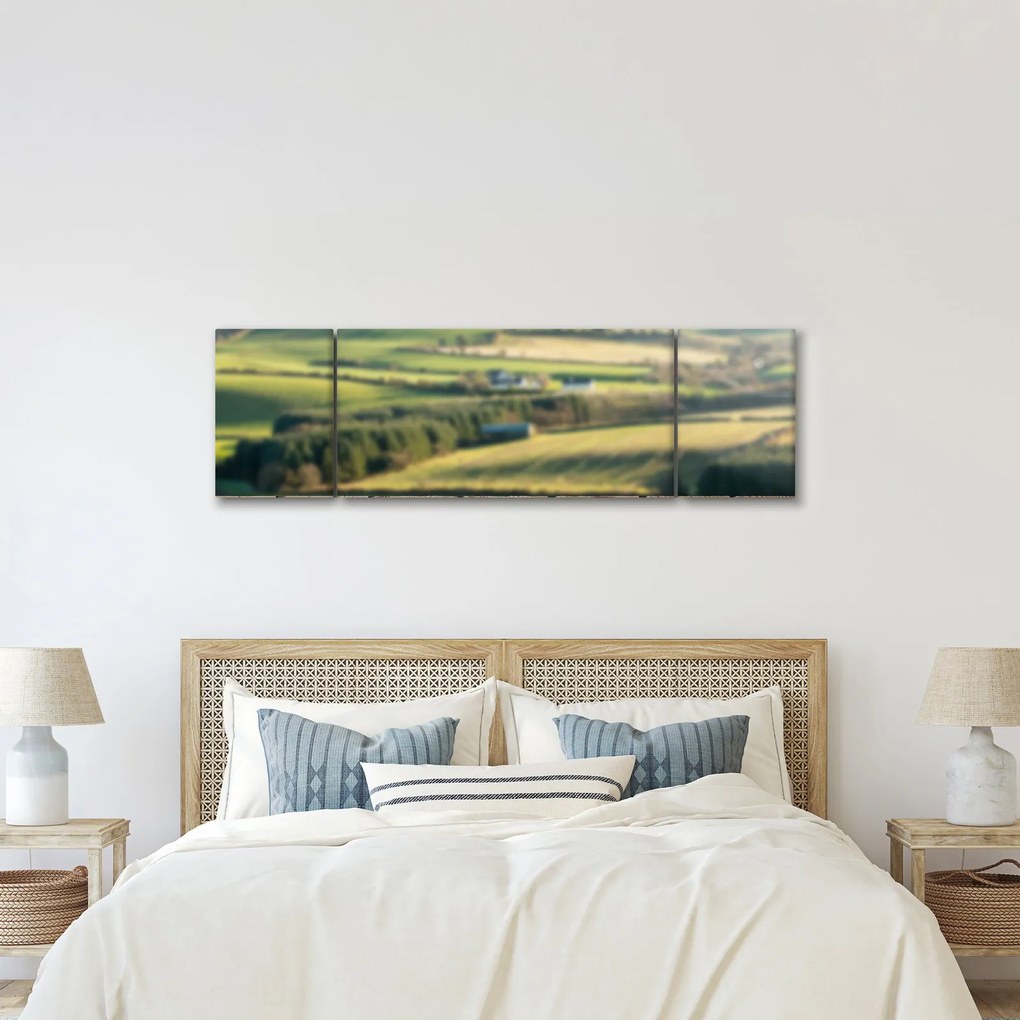 Obraz - Drewniana półka z krajobrazem (170x50 cm)