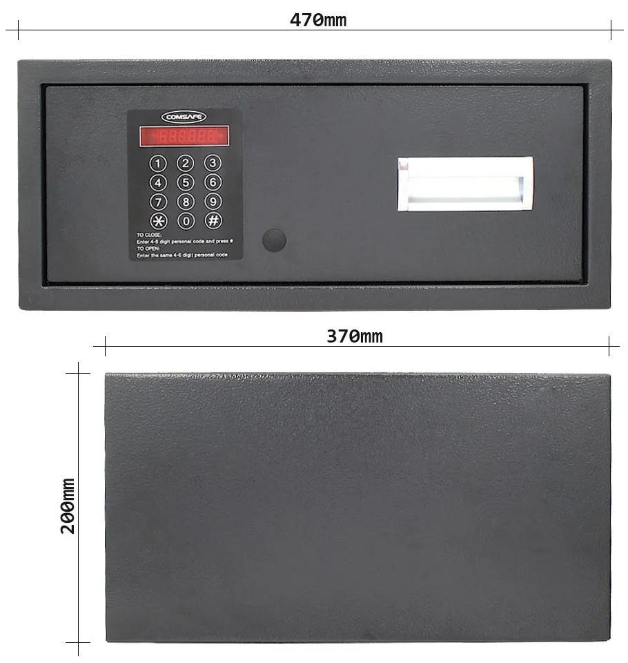 Sejf meblowy do szuflad MOTION 1, zamek elektroniczny, 200 x 470 x 370 mm