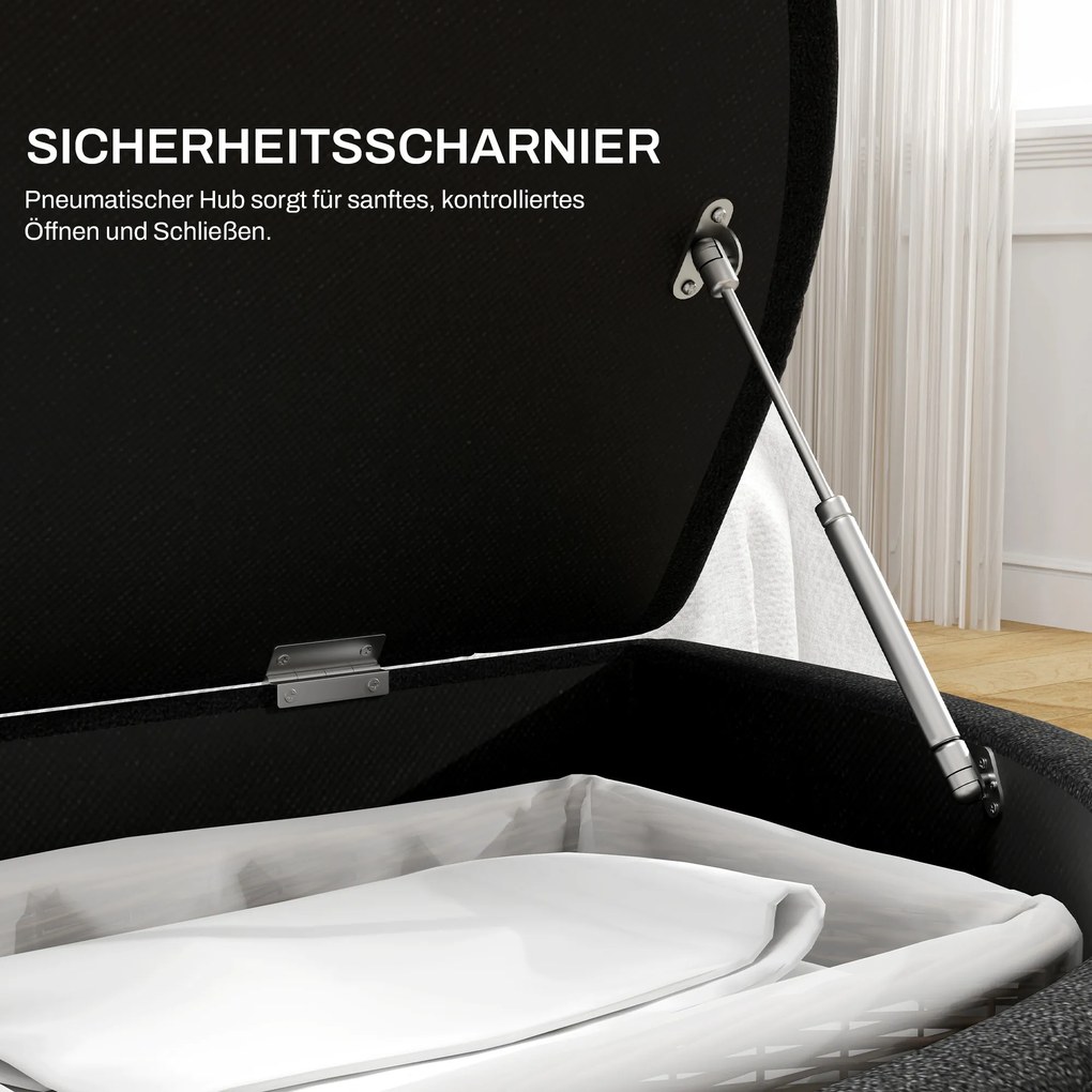 HOMCOM Stołek z Przestrzenią do Przechowywania, 2-w-1, Tapicerowany, Pokrycie Aksamitne, Hydrauliczne Amortyzatory, 120 x 46 x 42 cm, Niebieski