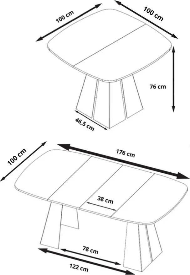 Industrialny stół rozkładany Vigo 100-176 cm