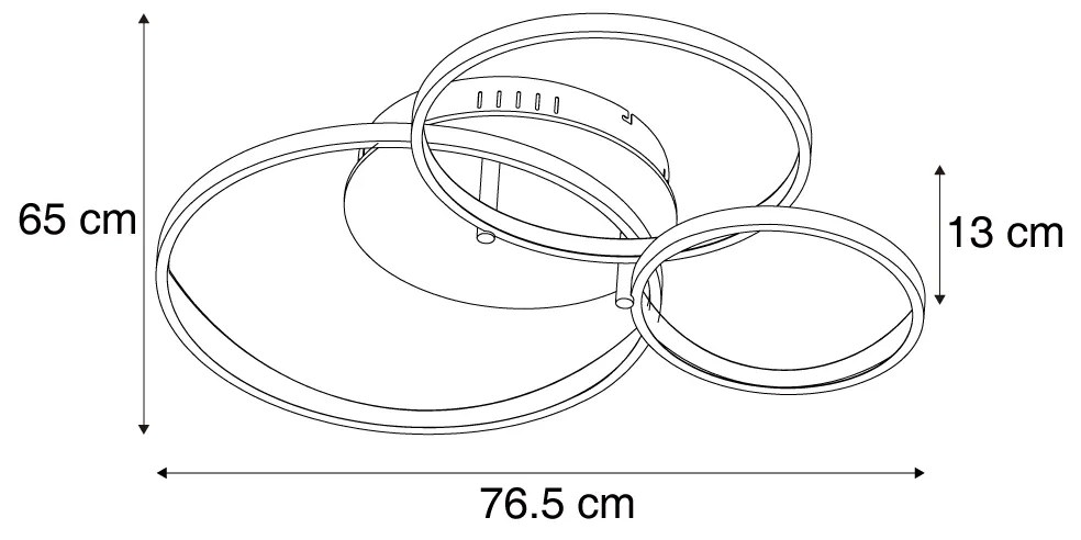 Nowoczesna lampa sufitowa drewniana z LED z 3-stopniową regulacją jasności 3-źródłowa - Rondas Nowoczesny Oswietlenie wewnetrzne