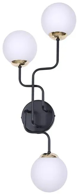 Czarny kinkiet z trzema kloszami - 3X S854 G6-P43