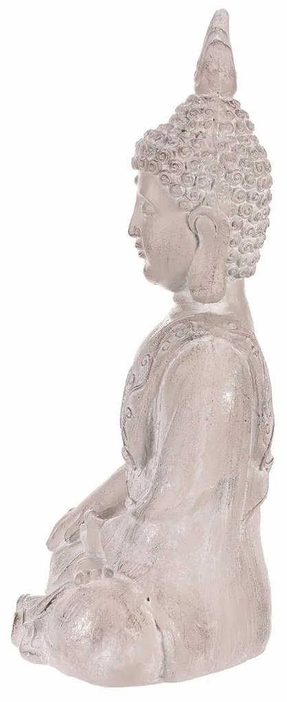 Dekoracja statuetka siedzącego Buddy, szara,poliresina, 30 x 22 x 54 cm
