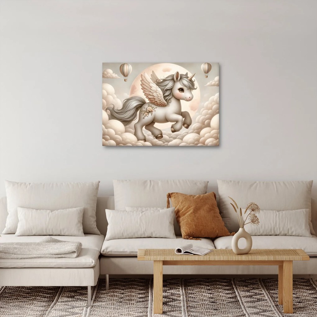 Obraz - Jednorożec w chmurach (70x50 cm)