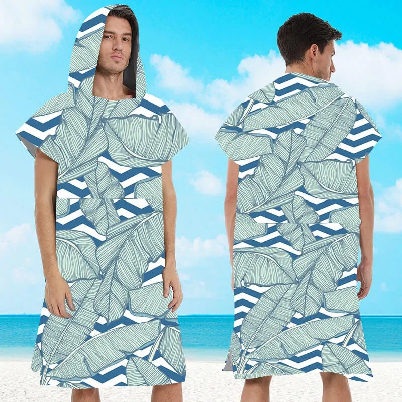 Ponczo plażowe NAVARI niebieskie 80x145 cm