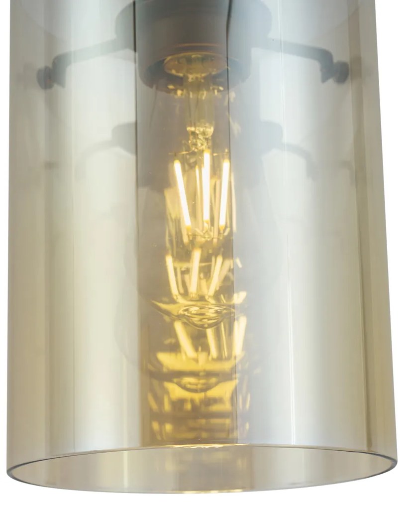 Nowoczesny reflektor w kolorze ciemnego brązu z bursztynowym szkłem do systemu szynowego 1-fazowego - Iconic Dome