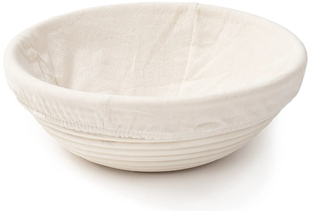 HOME ELEMENTS Okrągły koszyk z materiałowąwkładką, 25 x 8,5 cm