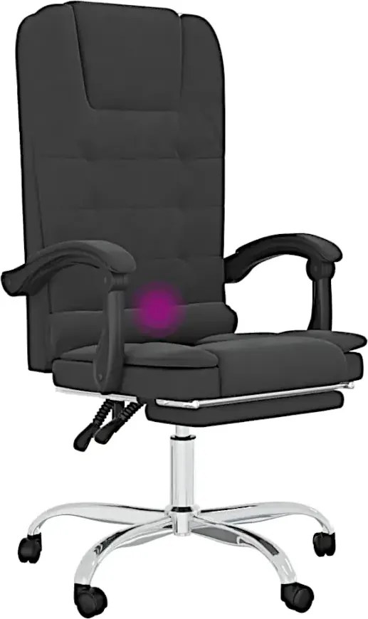 Czarne rozkładane krzesło biurowe z podnóżkiem masujące N0-B60