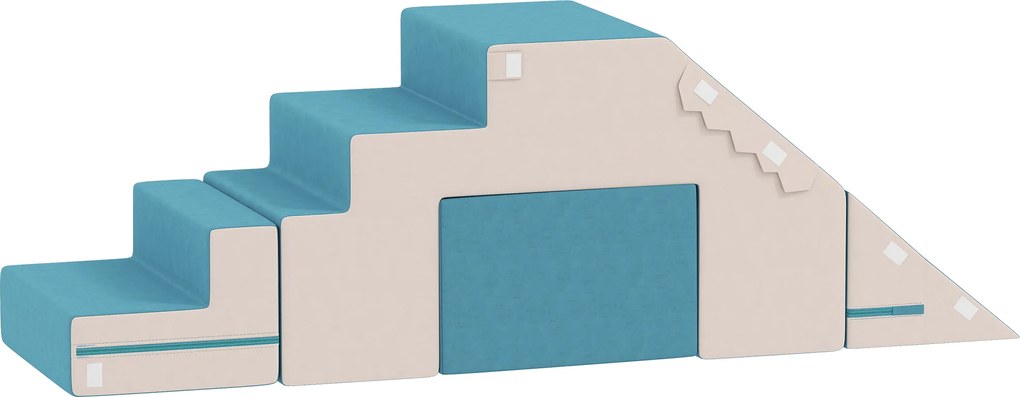 AIYAPLAY 2-częściowy zestaw miękkich klocków dla małych dzieci, sztuczna skóra, pianka, do wspinaczki, budowania i zabawy, Beżowy+Niebieski