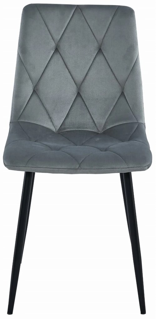 Szare krzesło do kuchni LIBRA aksamitne z czarnymi nogami