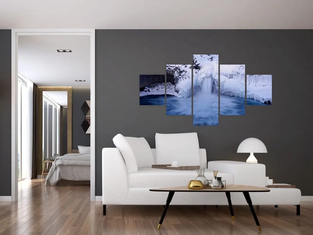 Obraz wodospadu zimą (125x70 cm)
