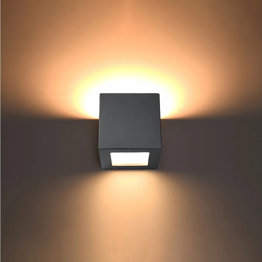 Kinkiety nowoczesny Astra, ceramika/szkło - 1 źródło światła 3000K - L.14 x H.14 cm - szary