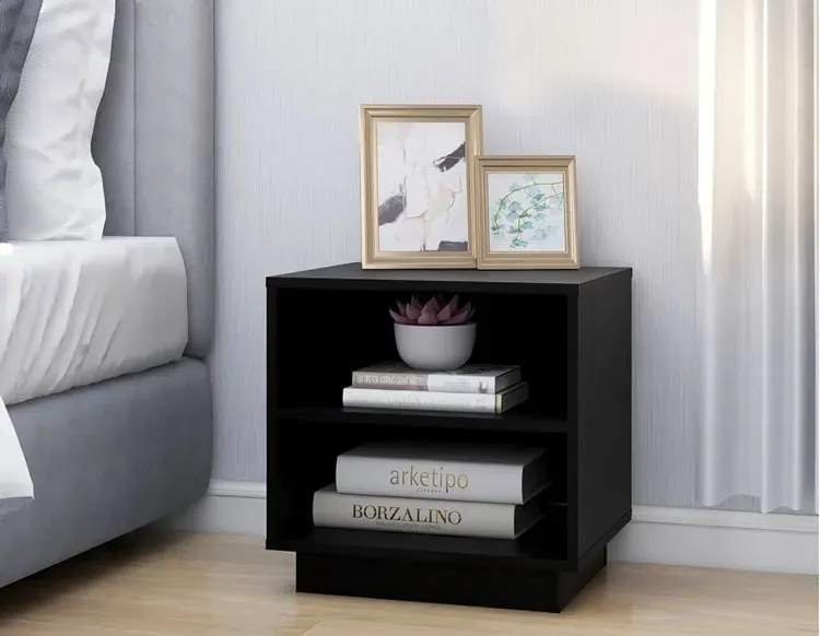 Czarny drewniany stolik nocny skandynawski R0-H84