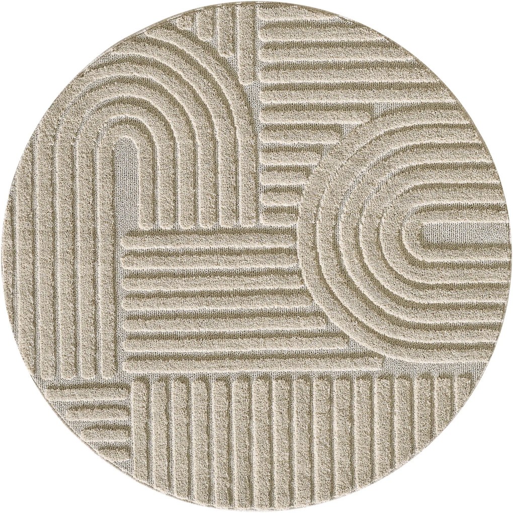 Dywan nowoczesny 3D Art beżowy 120 cm x 120 cm koło