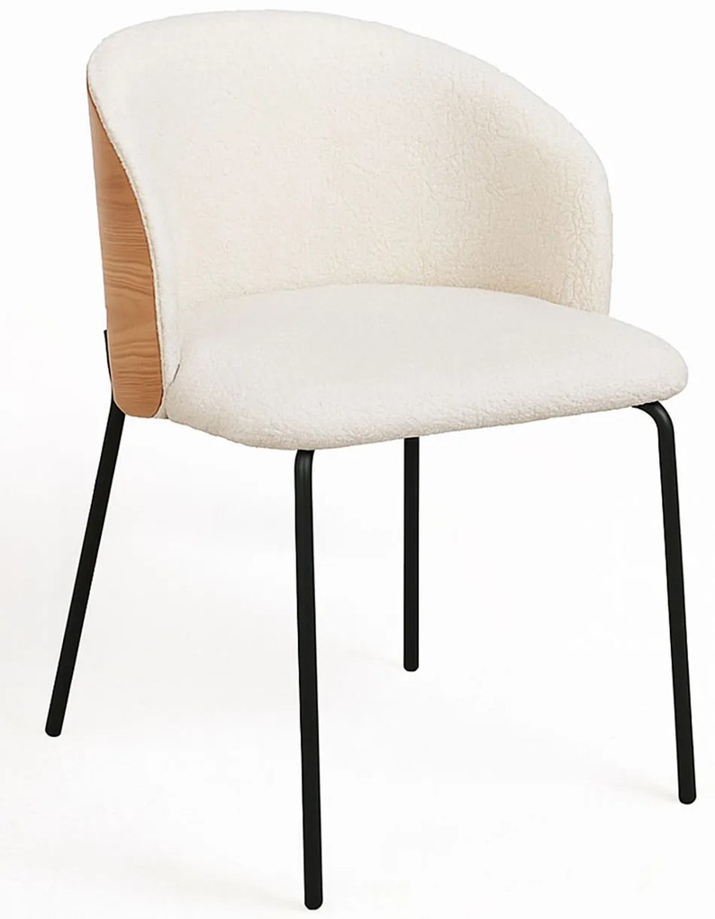 Krzeso Glacia w kolorze biaym z tapicerowanym drewnianym oparciem